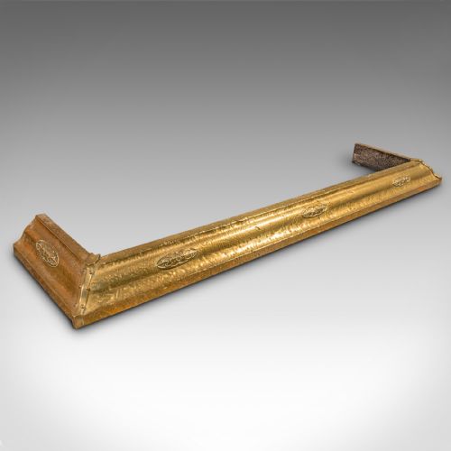 Antique Decorative Fire Kerb, English, Brass Fireside Hearth Surround, Victorian