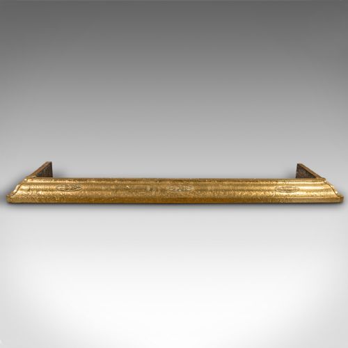 fig 1. Antique Decorative Fire Kerb, English, Brass Fireside Hearth Surround, Victorian