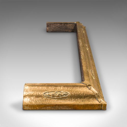 fig 2. Antique Decorative Fire Kerb, English, Brass Fireside Hearth Surround, Victorian