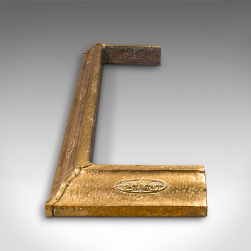 fig 3. Antique Decorative Fire Kerb, English, Brass Fireside Hearth Surround, Victorian