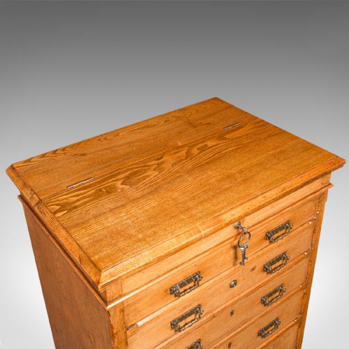 ANTIQUE BANKER'S CHEST OF DRAWERS ENGLISH OAK TALLBOY MAPLE CO VICTORIAN - ADDITIONAL PHOTO 6