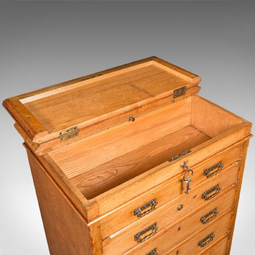 ANTIQUE BANKER'S CHEST OF DRAWERS ENGLISH OAK TALLBOY MAPLE CO VICTORIAN - ADDITIONAL PHOTO 7