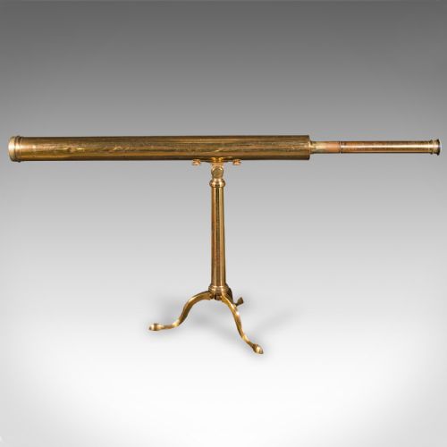 fig 1. Antique Library Telescope, English, Brass, Astronomical, Dollond, Late Victorian