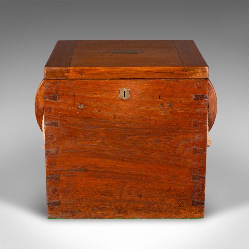 ANTIQUE STORAGE BOX ENGLISH WALNUT FIRESIDE BIN MILITARY SEAT VICTORIAN - ADDITIONAL PHOTO 2