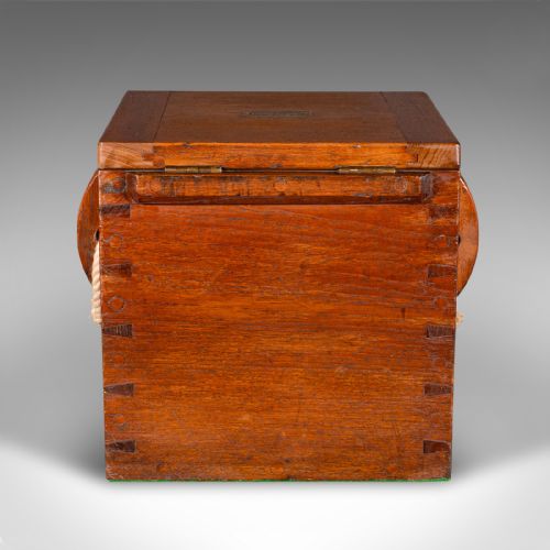 ANTIQUE STORAGE BOX ENGLISH WALNUT FIRESIDE BIN MILITARY SEAT VICTORIAN - ADDITIONAL PHOTO 5
