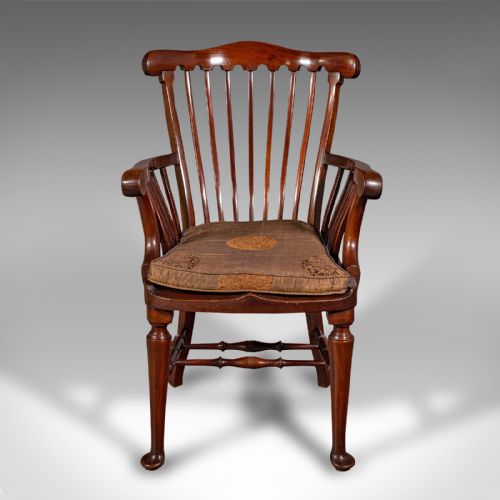 ANTIQUE CLERIC'S ARMCHAIR ENGLISH ELBOW CHAIR GEORGIAN REVIVAL VICTORIAN - ADDITIONAL PHOTO 2