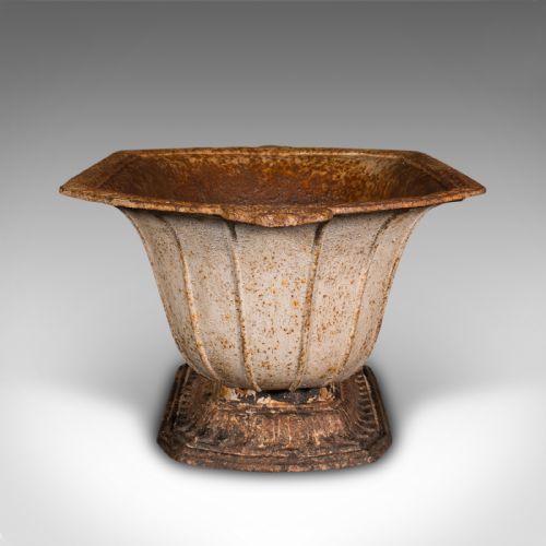 fig 1. Antique Decorative Planter, English, Cast Iron, Footed Jardiniere Pot, Victorian