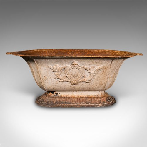 fig 3. Antique Decorative Planter, English, Cast Iron, Footed Jardiniere Pot, Victorian