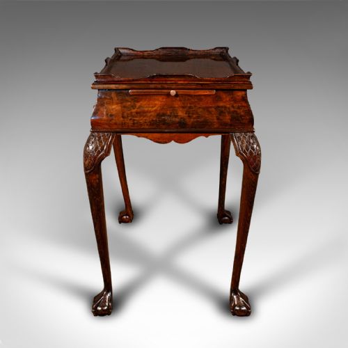ANTIQUE SILVER DISPLAY TABLE ENGLISH WALNUT GEORGIAN REVIVAL LATE VICTORIAN - ADDITIONAL PHOTO 4