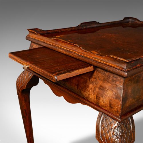 ANTIQUE SILVER DISPLAY TABLE ENGLISH WALNUT GEORGIAN REVIVAL LATE VICTORIAN - ADDITIONAL PHOTO 9