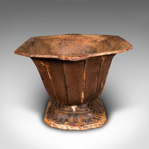 fig 3. Antique Decorative Jardiniere, English, Cast Iron, Footed Planter Pot, Victorian