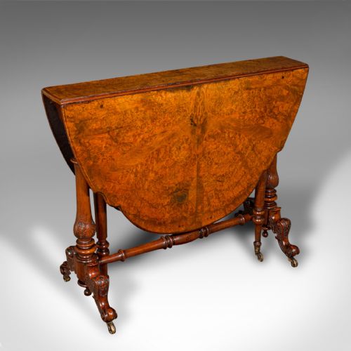 ANTIQUE SUTHERLAND TABLE ENGLISH BURR WALNUT 4 SEAT OCCASIONAL VICTORIAN - ADDITIONAL PHOTO 1