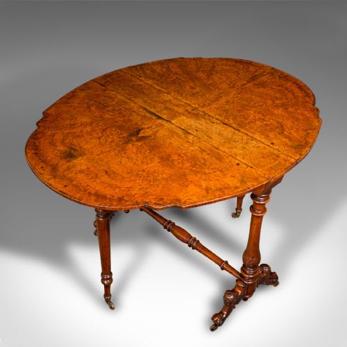 ANTIQUE SUTHERLAND TABLE ENGLISH BURR WALNUT 4 SEAT OCCASIONAL VICTORIAN - ADDITIONAL PHOTO 6