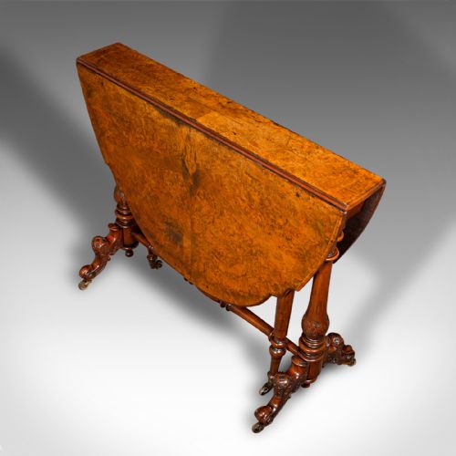 ANTIQUE SUTHERLAND TABLE ENGLISH BURR WALNUT 4 SEAT OCCASIONAL VICTORIAN - ADDITIONAL PHOTO 7