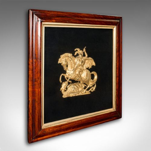 Antique George & the Dragon Display Plaque, English, Decorative Relief, Regency