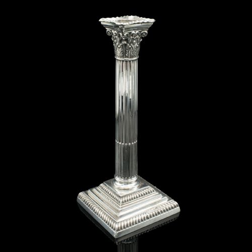 fig 3. Pair Of Antique Decorative Candlesticks, English, Silver Plate, Late Victorian