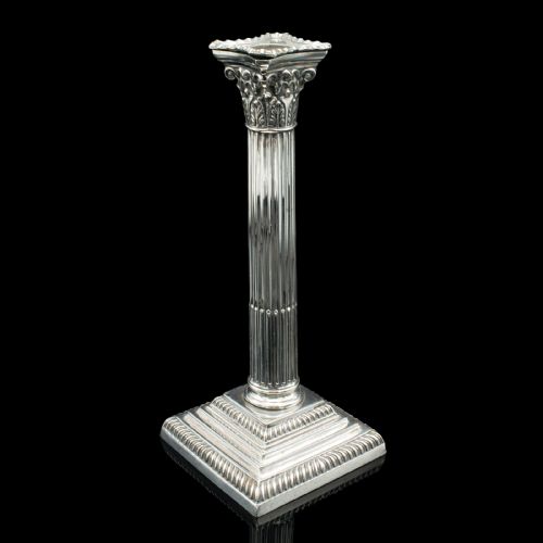 fig 4. Pair Of Antique Decorative Candlesticks, English, Silver Plate, Late Victorian