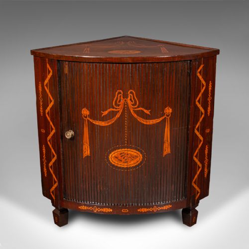 ANTIQUE TAMBOUR CORNER CABINET DUTCH WALNUT CUPBOARD GEORGIAN CIRCA 1800 - ADDITIONAL PHOTO 2