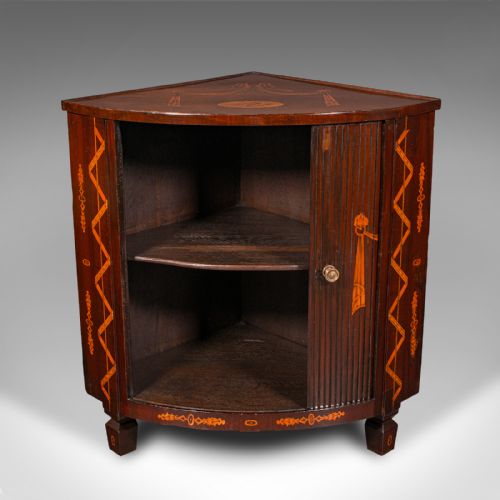 ANTIQUE TAMBOUR CORNER CABINET DUTCH WALNUT CUPBOARD GEORGIAN CIRCA 1800 - ADDITIONAL PHOTO 3