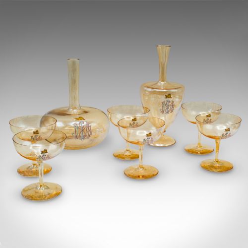 ANTIQUE SUMMER GARDEN PARTY SERVICE AUSTRIAN GLASS TABLEWARE SET VICTORIAN - ADDITIONAL PHOTO 1