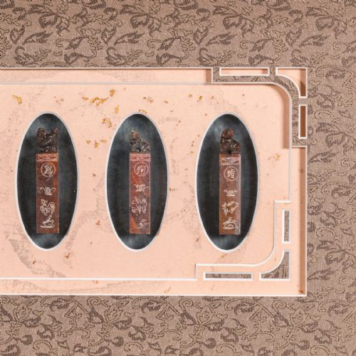 ANTIQUE ZODIAC SEAL DISPLAY CHINESE SOAPSTONE SHENGXIAO OAK FRAME VICTORIAN - ADDITIONAL PHOTO 5