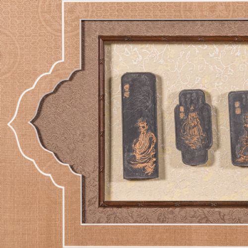 LARGE ANTIQUE INK STONE DISPLAY SET CHINESE ORNAMENTAL STONES QING VICTORIAN - ADDITIONAL PHOTO 5