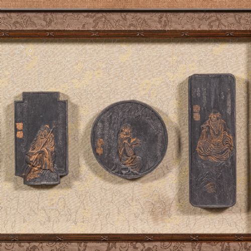 LARGE ANTIQUE INK STONE DISPLAY SET CHINESE ORNAMENTAL STONES QING VICTORIAN - ADDITIONAL PHOTO 6