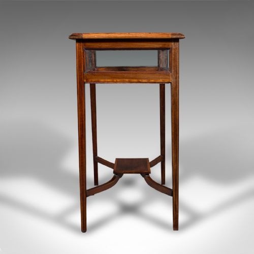 fig 3. Antique Bijouterie Table, English, Walnut, Display Cabinet on Stand, Edwardian