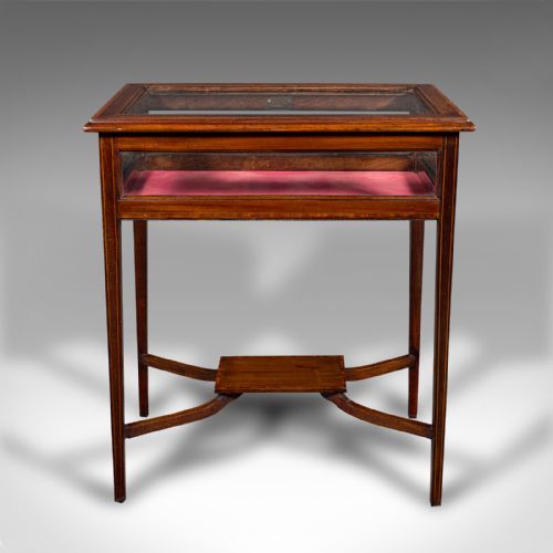 fig 4. Antique Bijouterie Table, English, Walnut, Display Cabinet on Stand, Edwardian