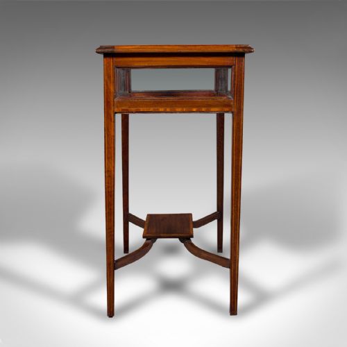 fig 5. Antique Bijouterie Table, English, Walnut, Display Cabinet on Stand, Edwardian
