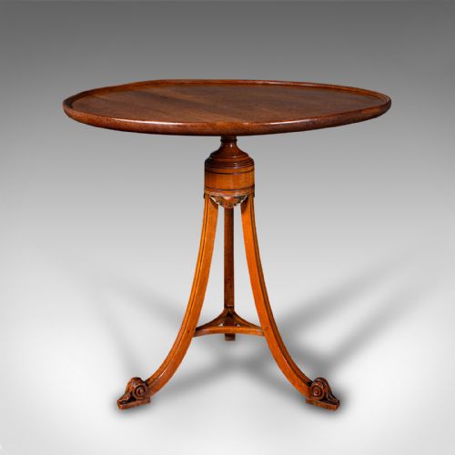 Small Antique Wine Table, English, Circular, Occasional, Lamp, Tripod, Regency