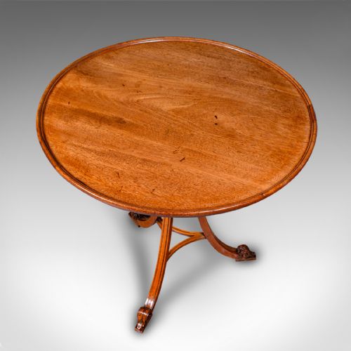 fig 3. Small Antique Wine Table, English, Circular, Occasional, Lamp, Tripod, Regency
