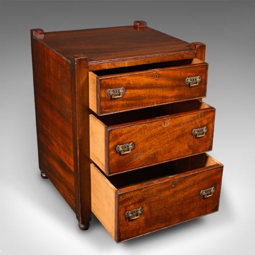 ANTIQUE GENTLEMAN'S NIGHTSTAND ENGLISH BEDSIDE CHEST OF DRAWERS GEORGIAN - ADDITIONAL PHOTO 1