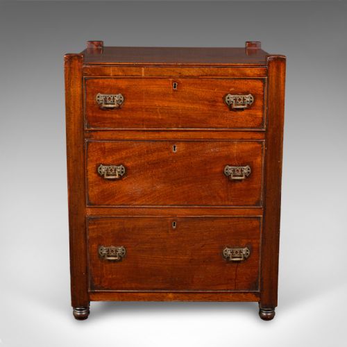 ANTIQUE GENTLEMAN'S NIGHTSTAND ENGLISH BEDSIDE CHEST OF DRAWERS GEORGIAN - ADDITIONAL PHOTO 2