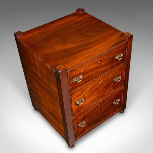 ANTIQUE GENTLEMAN'S NIGHTSTAND ENGLISH BEDSIDE CHEST OF DRAWERS GEORGIAN - ADDITIONAL PHOTO 6