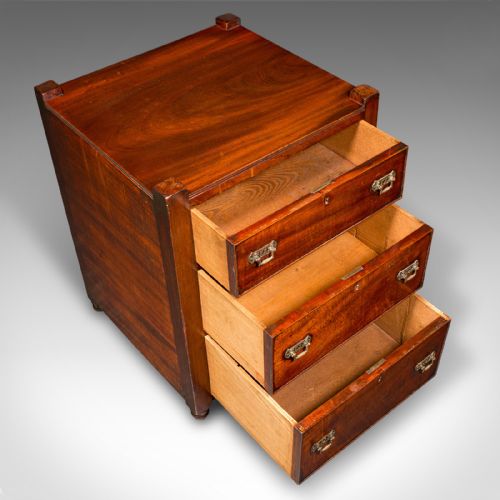ANTIQUE GENTLEMAN'S NIGHTSTAND ENGLISH BEDSIDE CHEST OF DRAWERS GEORGIAN - ADDITIONAL PHOTO 7