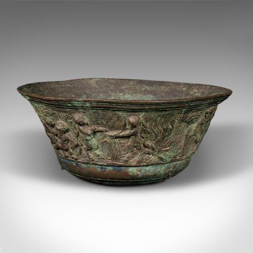 fig 2. Antique Romanesque Bowl, Italian, Grand Tour, Bronze, Bacchanalian, Victorian