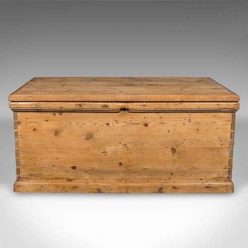 fig 2. Antique Work Chest, English, Pine, Tool Trunk, Candlebox, Victorian, Circa 1900