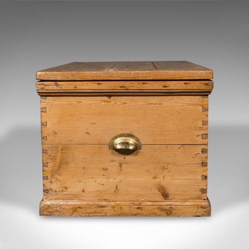 fig 4. Antique Work Chest, English, Pine, Tool Trunk, Candlebox, Victorian, Circa 1900