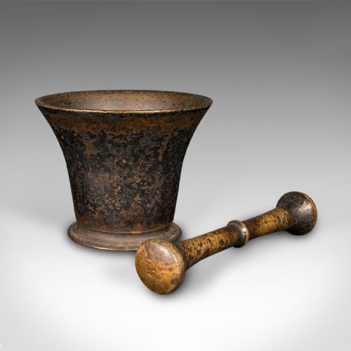 fig 1. Antique Chemist's Mortar & Pestle, English, Bronze, Apothecary, Georgian, C.1720