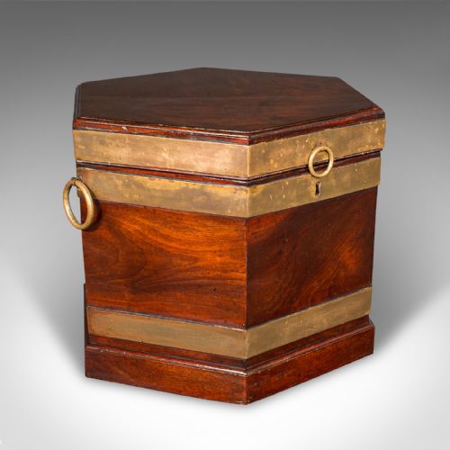 Antique Cellarette, English, Fireside Store, Brass Bound, Early Georgian, 1750