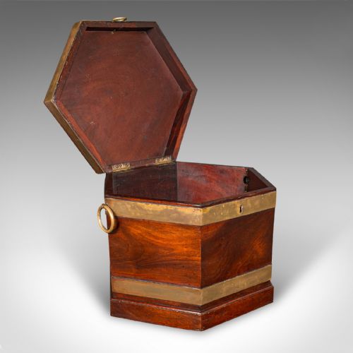 fig 1. Antique Cellarette, English, Fireside Store, Brass Bound, Early Georgian, 1750