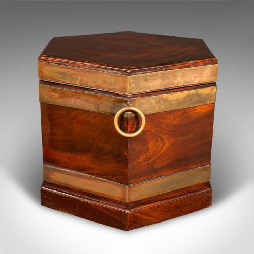 fig 3. Antique Cellarette, English, Fireside Store, Brass Bound, Early Georgian, 1750