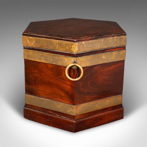 fig 4. Antique Cellarette, English, Fireside Store, Brass Bound, Early Georgian, 1750