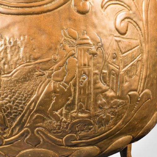 LARGE ANTIQUE LOG BASKET ENGLISH BRASS DECORATIVE FIRESIDE COAL STORE REGENCY - ADDITIONAL PHOTO 7