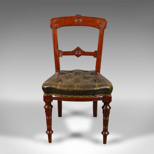 fig 1. Set of 8 Antique Dining Chairs, English, Walnut, Leather, Victorian, Circa 1870