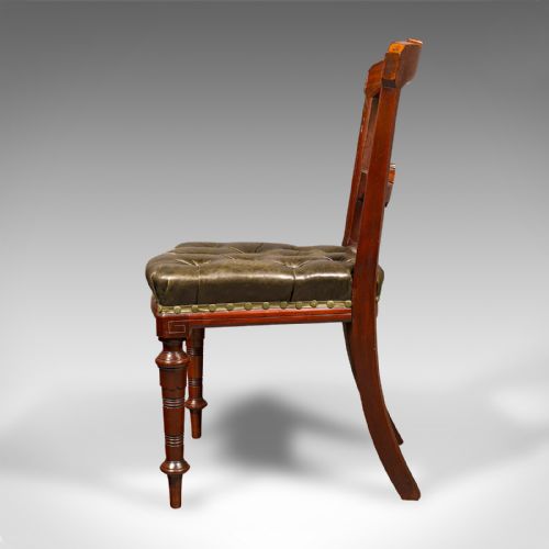 fig 3. Set of 8 Antique Dining Chairs, English, Walnut, Leather, Victorian, Circa 1870