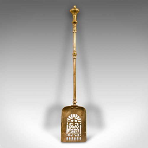 fig 2. Trio of Antique Fire Tools, English Brass, Companion Set, Georgian, Circa 1800