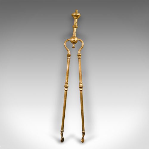 fig 4. Trio of Antique Fire Tools, English Brass, Companion Set, Georgian, Circa 1800