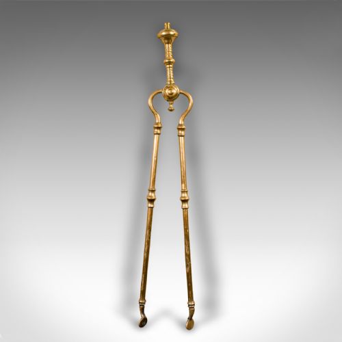 fig 5. Trio of Antique Fire Tools, English Brass, Companion Set, Georgian, Circa 1800